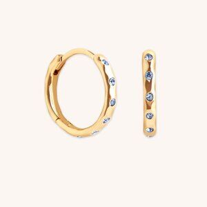 New Astrid & Miyu Molten Blue Crystal Hoop Earrings